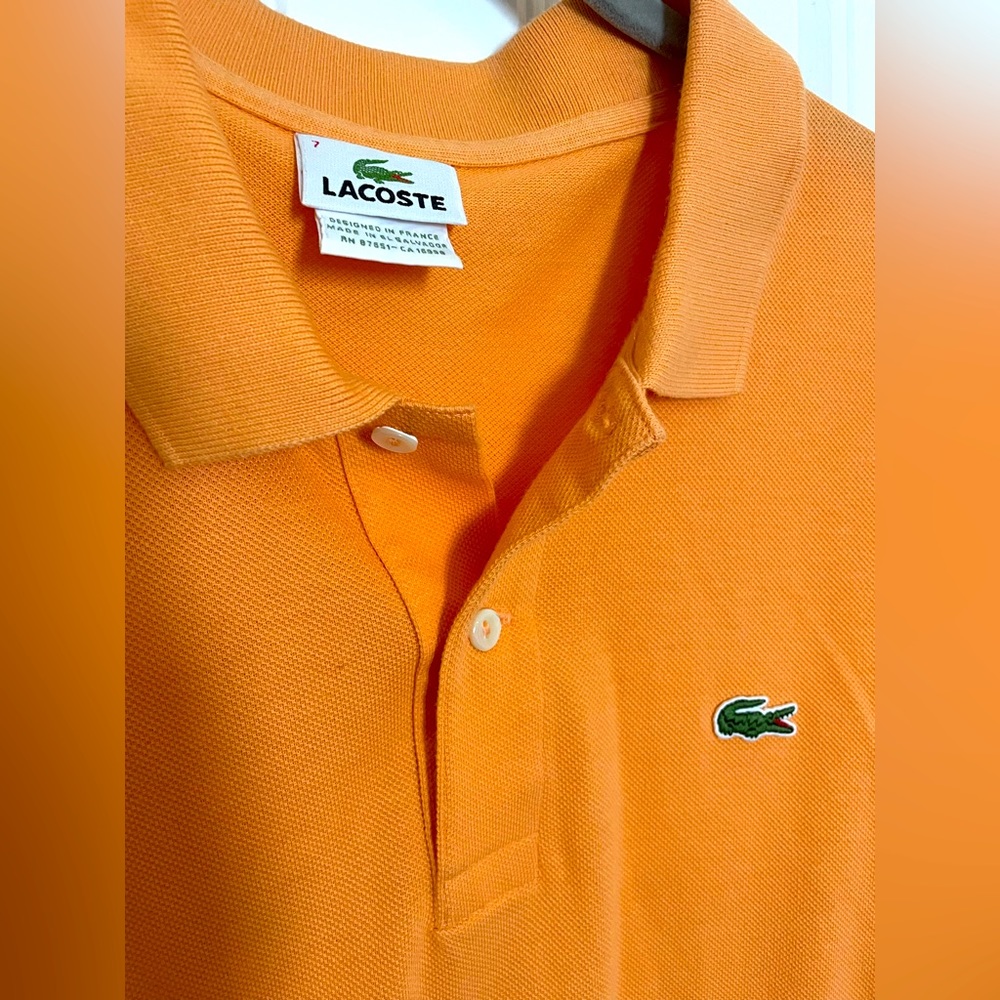 Lacoste Polo Mens XL 7 Orange Classic Preppy Pumpkin Tennis golf short Sleeve